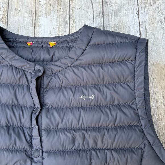 Louis Castel Golf Down Filler Puffer Vest Sz M Gray Lightweight Snap Close Tunic - Picture 13 of 14